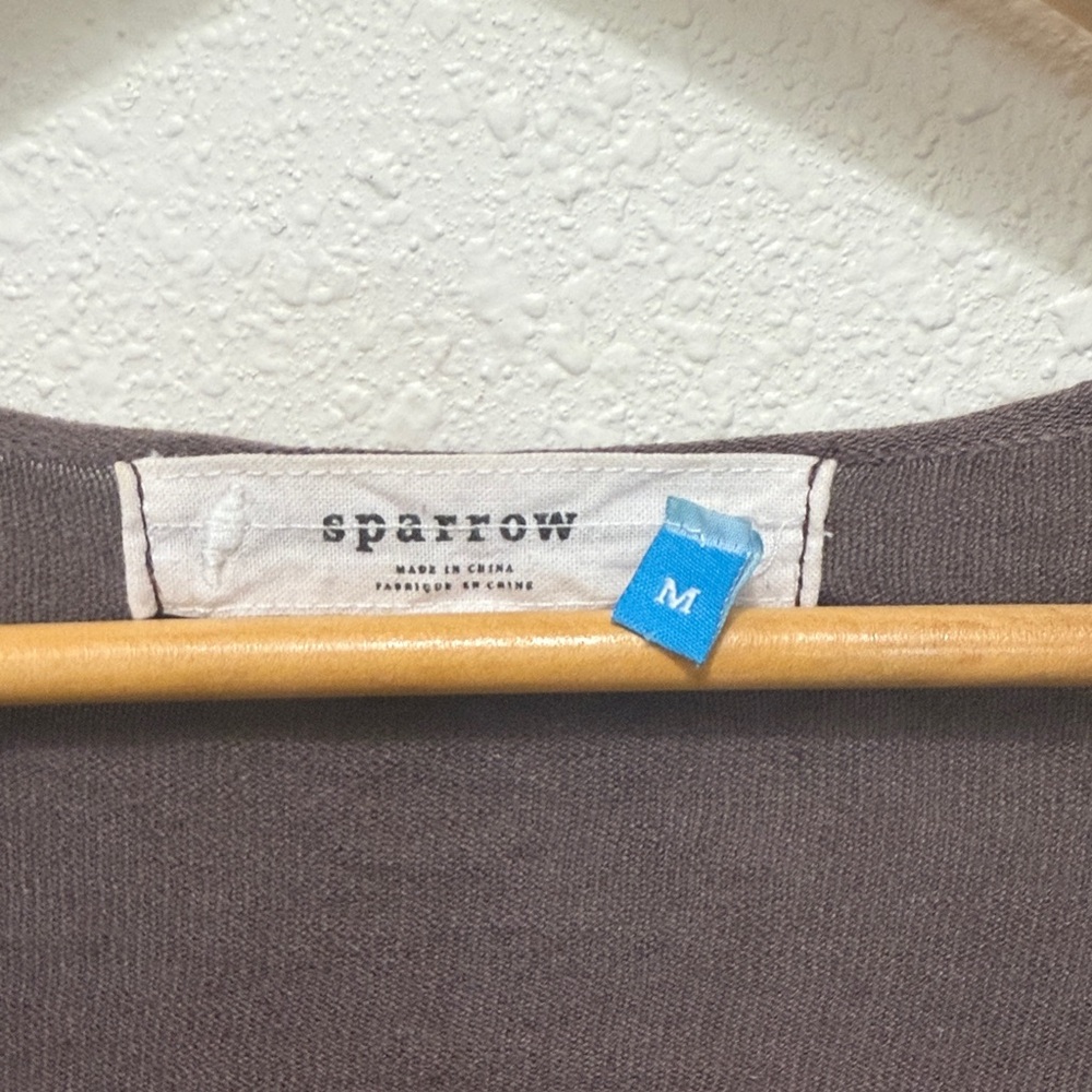 Sparrow Brown Cardigan with Flower Accents, Size M - Picture 2 of 4